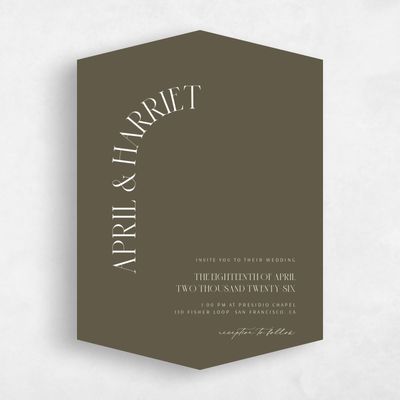 Green Diamond Wedding Invitation - Andes Portrait