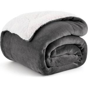 Faux Shearking Fleece Blanket - Dark Grey