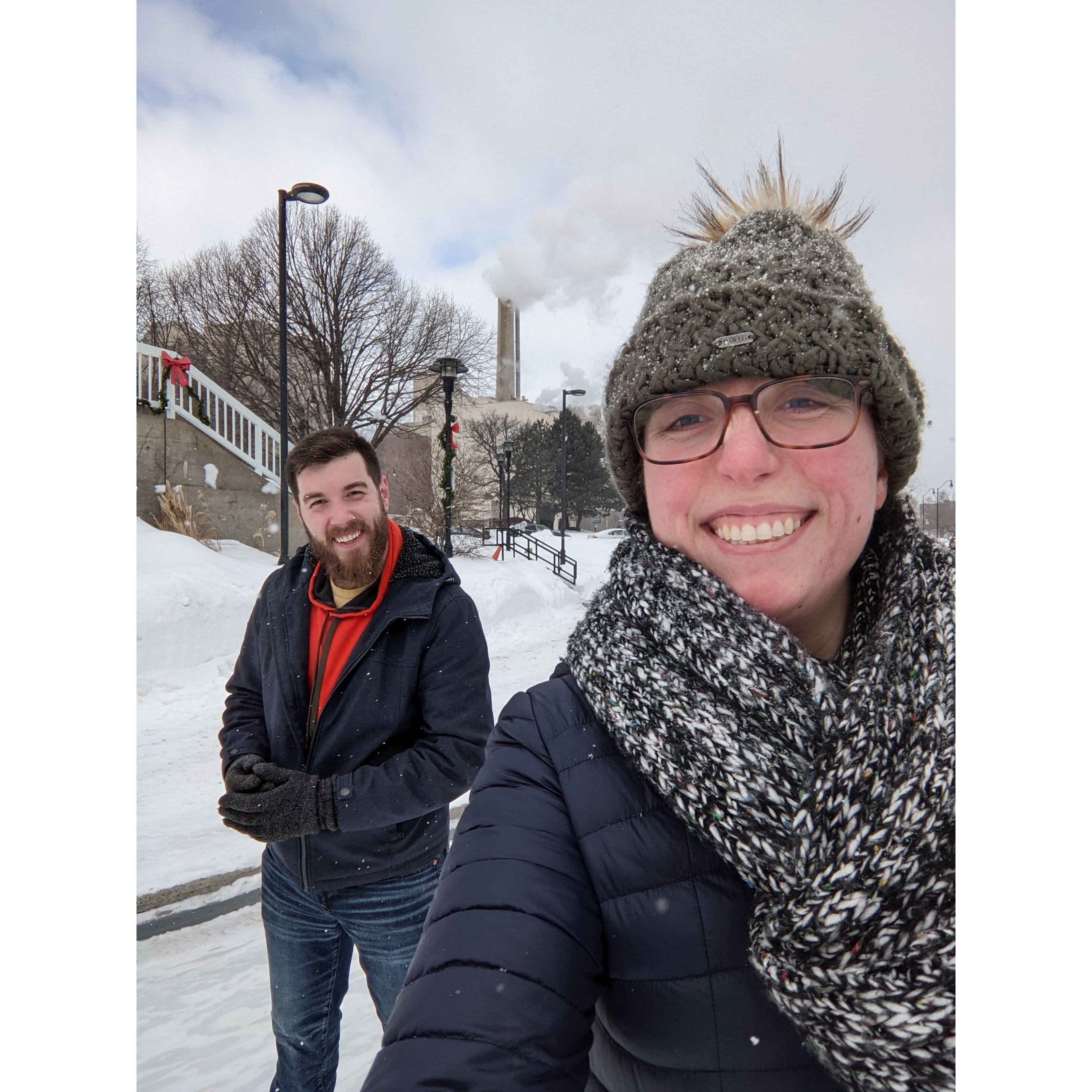 Ice skating outside in sub zero weather! This was cold but great fun. Once again, Clay was effortlessly (annoyingly) good at a new activity