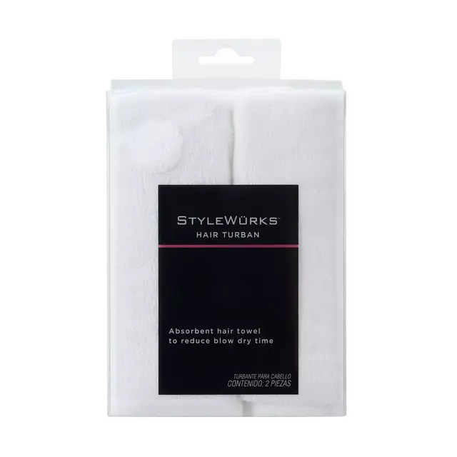 StyleWurks™ 2-Pack Hair Turban in White