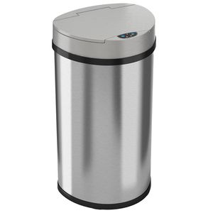 iTouchless Housewares & Products, Inc. - iTouchless 13 Gallon Automatic Touchless Kitchen Trash Can – Semi-Round Stainless Steel Can with Extra-Wide Opening