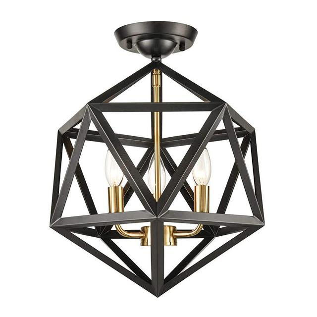 DANXU Industrial Black 3 Light Flush Mount Ceiling Light Fixture