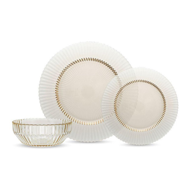 Fluted Dinnerware, Set of 12 - Gold