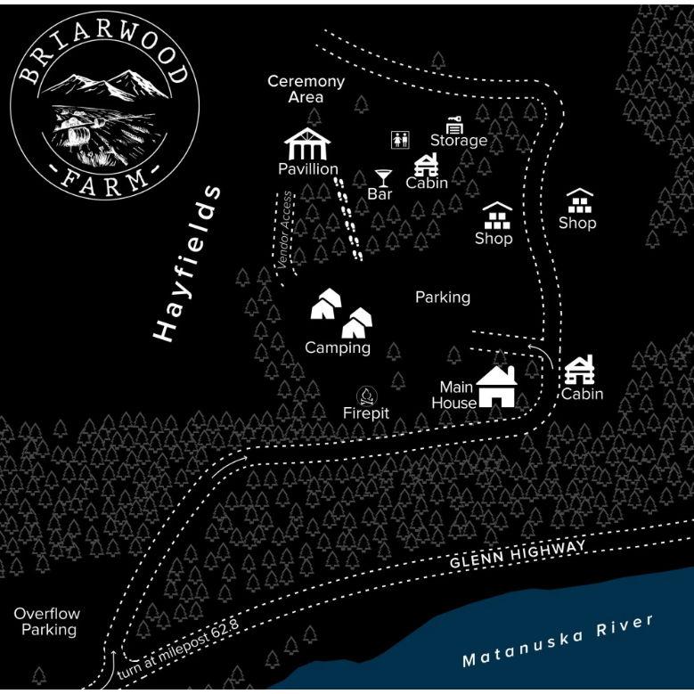 NOTE: The shops and the cabin next to the main house are private property and not part of the venue.