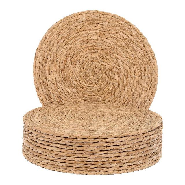 GENMOUS Woven Placemats Set of 12, 12" Round Placemats Natural Water Hyacinth Boho Placemats,Farmhouse Rattan Chargers for Dinner Plates, Rustic Braided Wicker Table Mats for Thanksgiving,Home,Wedding
