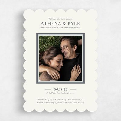 Grey Scalloped Wedding Invitation - Weyers Portrait