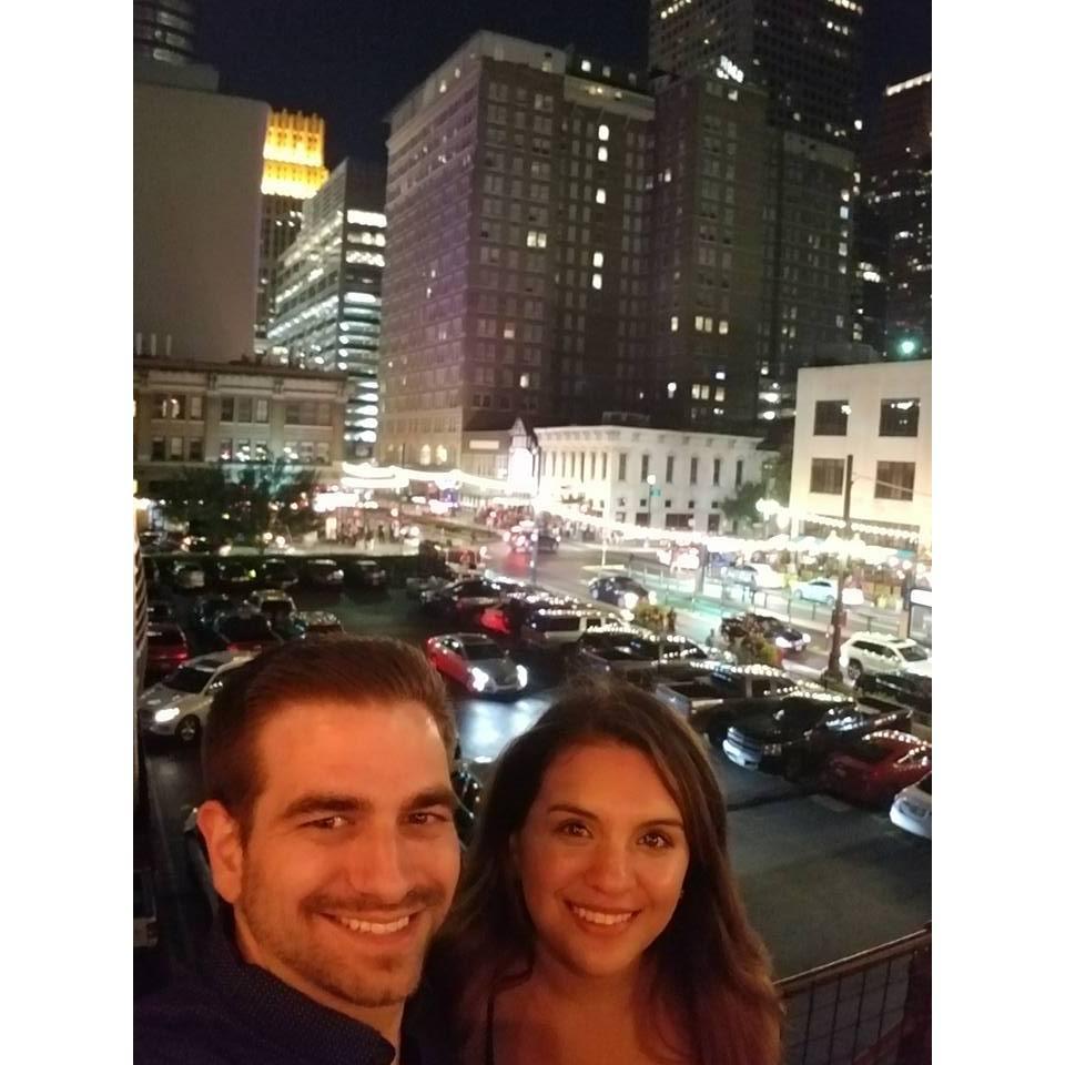 Celebrating our 3rd wedding anniversary in downtown Houston, TX!