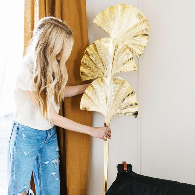 Ginkgo Triple Leaf Floor Lamp, Handmade Art Deco Gold Lamp, Home Decor Art Decor Floor Lighting, Mid Century Floor Light MODEL : ASTARA