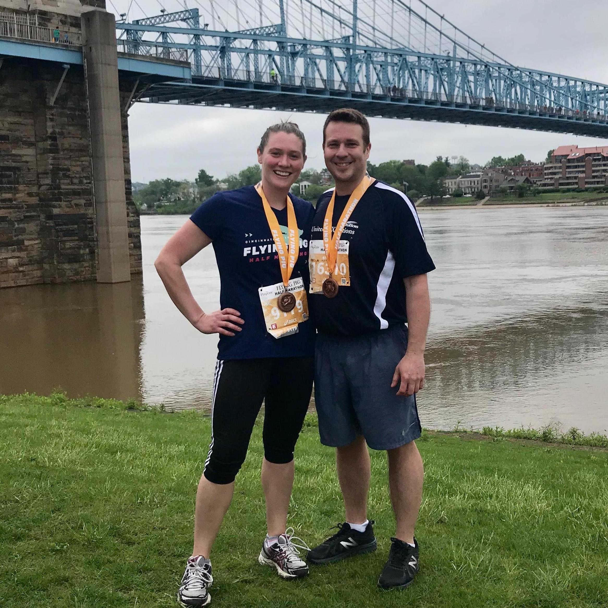 Post race glory, feeling accomplished.