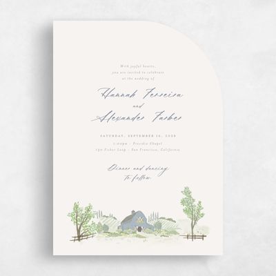 Blue Half arch Wedding Invitation - Sable Classic