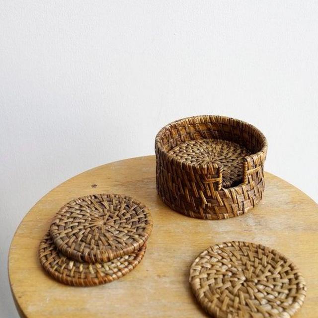 Woven Straw Coasters, set of 6
