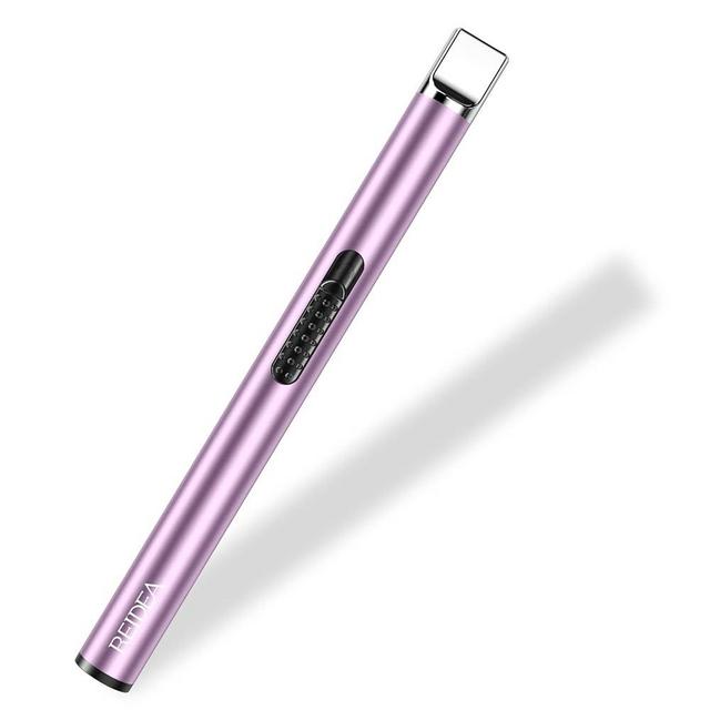 REIDEA Lighter S4 Electronic Candle Lighter USB Rechargeable with Security Lock, Windproof Fast Heat Sinking, Non-Slip Switch Electronic Lighter for Candle, Grill, Camping (Lavender Purple)