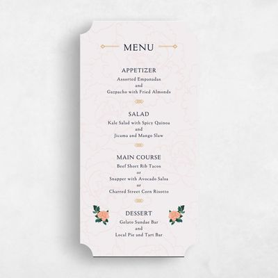 Pink Ticket Wedding Menu - Joliette