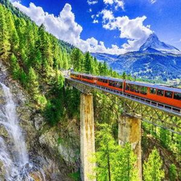 Train Ride Through the Alps