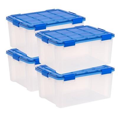 ANMINY 8PCS All-in-One Lidded Plastic Storage Bins Set White Desk Basket  Box Drawer Organizer Kitchen Container with Handles Removable Lids  Decorative