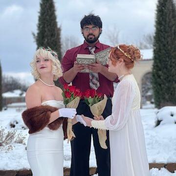 Thank you Hamza for getting last-minute ordained so we could get married. If anyone lives in the St. Louis area and needs an officiant for their lesbian wedding, hit up Hamza Khan.