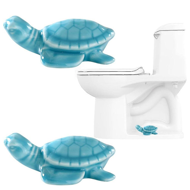 Cute Turtle Toilet Bolt Caps Ceramic Sea Turtle Toilet Bolt Covers Decorative, Set of 2 Toilet Screw Cover Caps, Toilet Caps for Bottom of Toilet, Toilet Bowl Caps for Bolts Bathroom Decor (F)