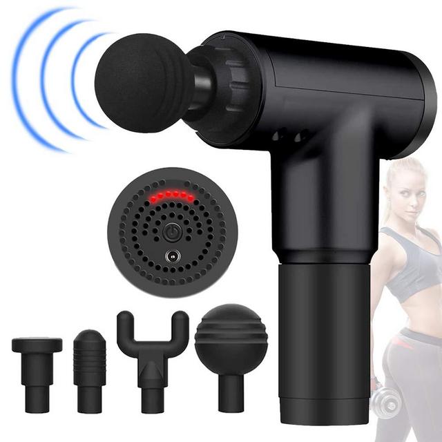 Deep Tissue Percussion Massage Gun with 6 Adjustable Speed 4 Detachable Head, Cordless Handheld Percussion Thera Massager Gun Deep Tissue for Muscles Deep Relaxation (Black)