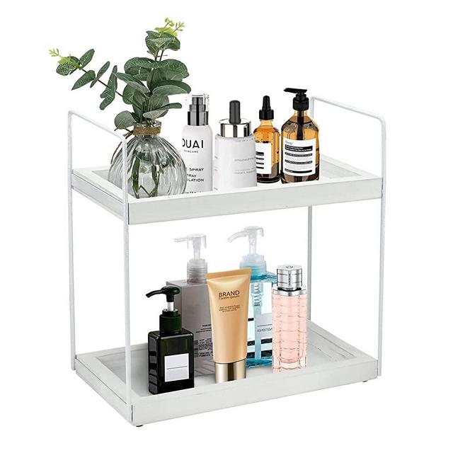 2 Tier Bathroom Countertop Organizer Countertop Bathroom Storage Shelf Skincare Organizers and Storage Bathroom Organizer Shelf Bathroom Counter Storage Organizer Bathroom Trays for Counter Kitchen