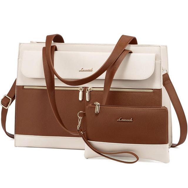 LOVEVOOK Laptop Bag for Women 15.6 Inch Laptop Tote Work Bag Professional Leather Computer Briefcase Waterproof Handbag Shoulder Bag Large Capacity Business Teacher Office Bag Crossbody Purse