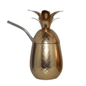 Silver One Pineapple Cocktail Drinkware 17oz - Gold