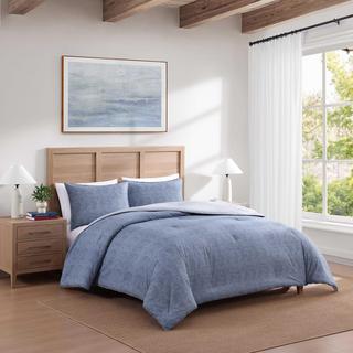 Classic Texture Cotton Percale 3-Piece Comforter Set