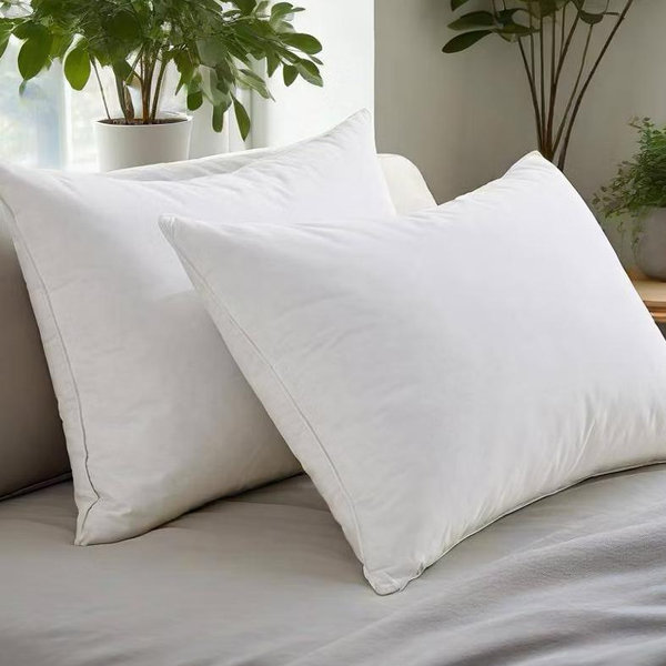 Peace Nest White Goose Down Feather Pillows with 100% Cotton Cover Set of 2, White Classic, King