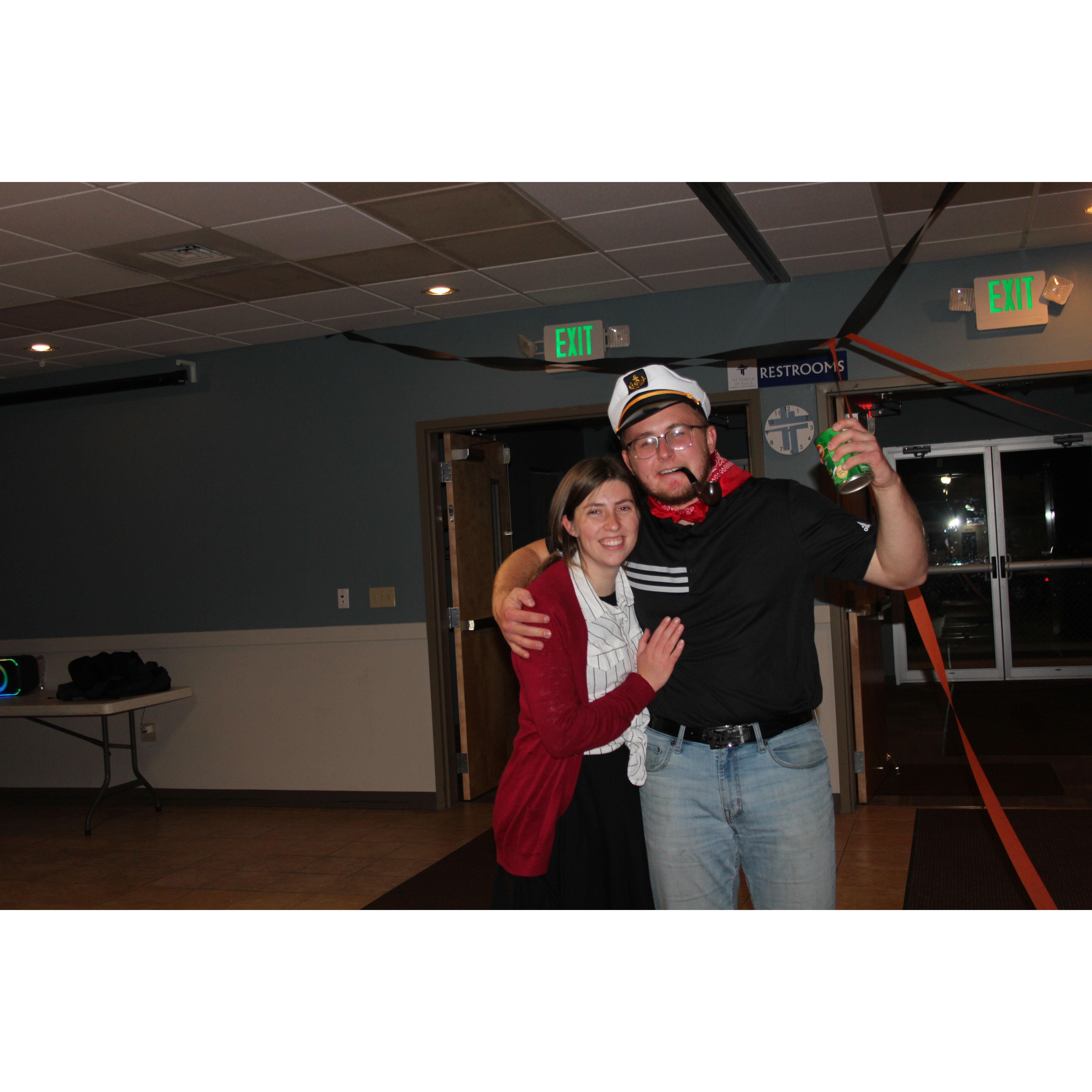 Popeye and Olive Oyl! Don't ask Aaron about the Halloween fog machine fiasco..