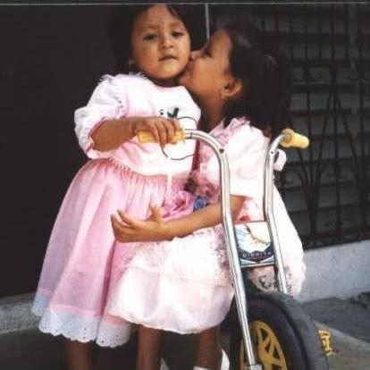 Kirtee (left) with her sister, Kumud (right).