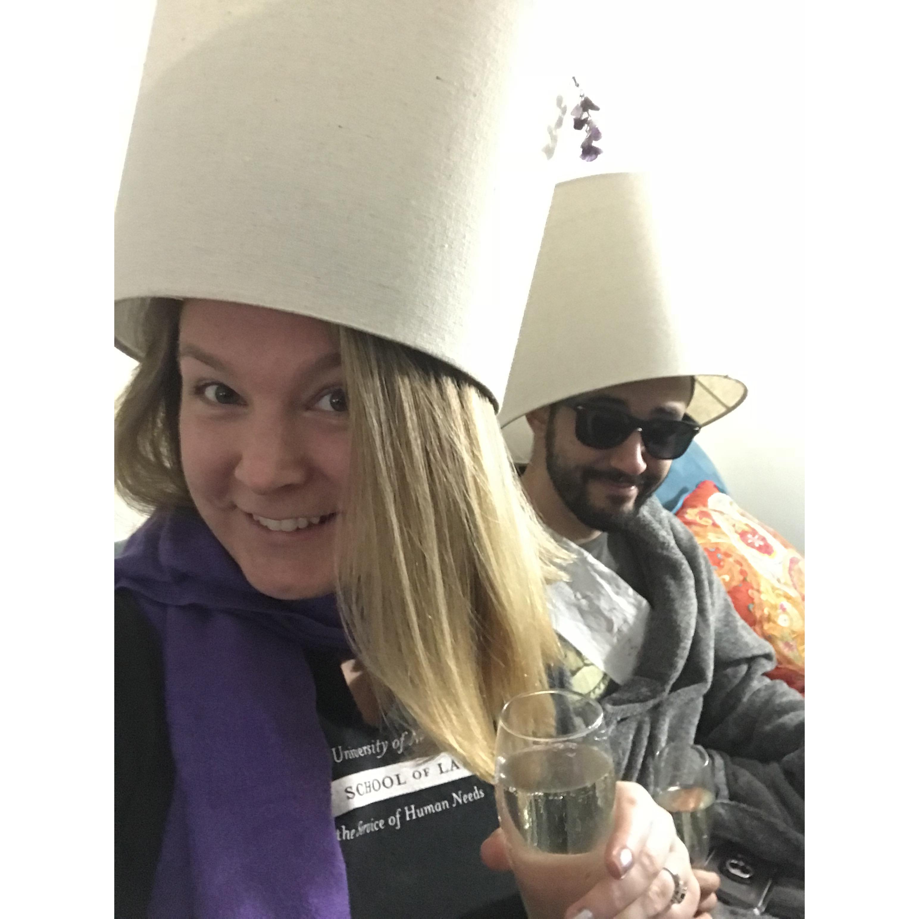 Our law school graduation ceremony was DIY (COVID), complete with bathrobes and lampshades for caps