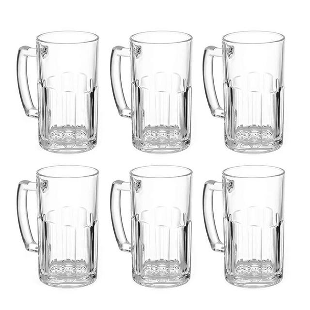 COKTIK 6 Pack Heavy Large Beer Glasses with Handle - 20 Ounce Glass Steins, Classic Beer Mug glasses Set