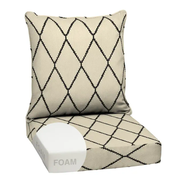 ARDEN Outdoor Foam Deep Seat Cushion Set, 24 in x 24 in, Weather-Proof, Rain-Proof, Fade Resistant Patio Cushion, Bottom and Back Cushion for Chair