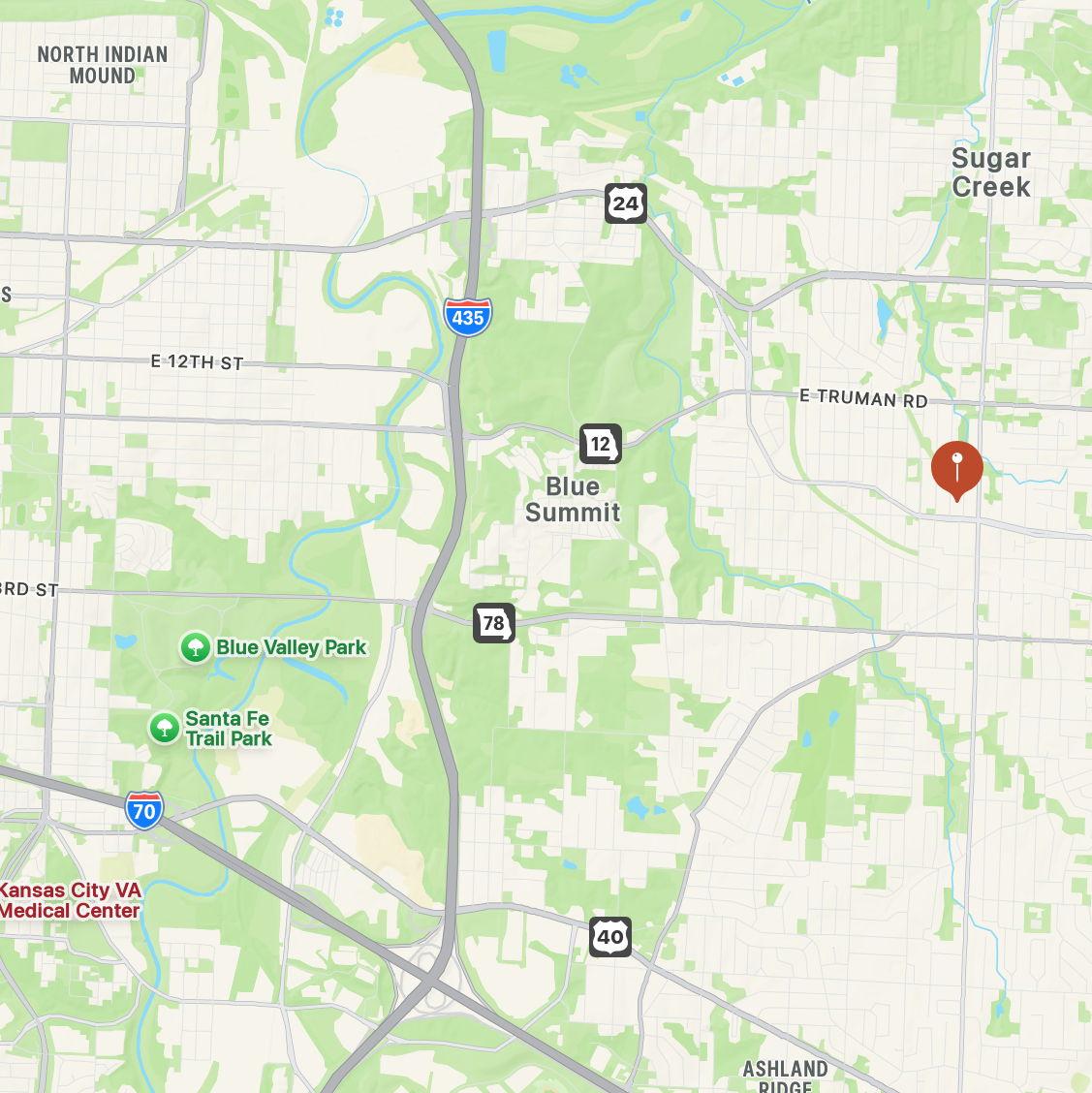 This is an overview showing the main streets and highways that the venue is near/intersecting with