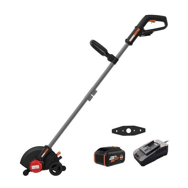WORX Nitro Cordless Lawn Edger, 7'' Grass Edger with 3 Depth Settings, 20V Electric Edger with Dual Wheels & Brushless Motor, 4.0 Ah Battery & Charger Included, WG898