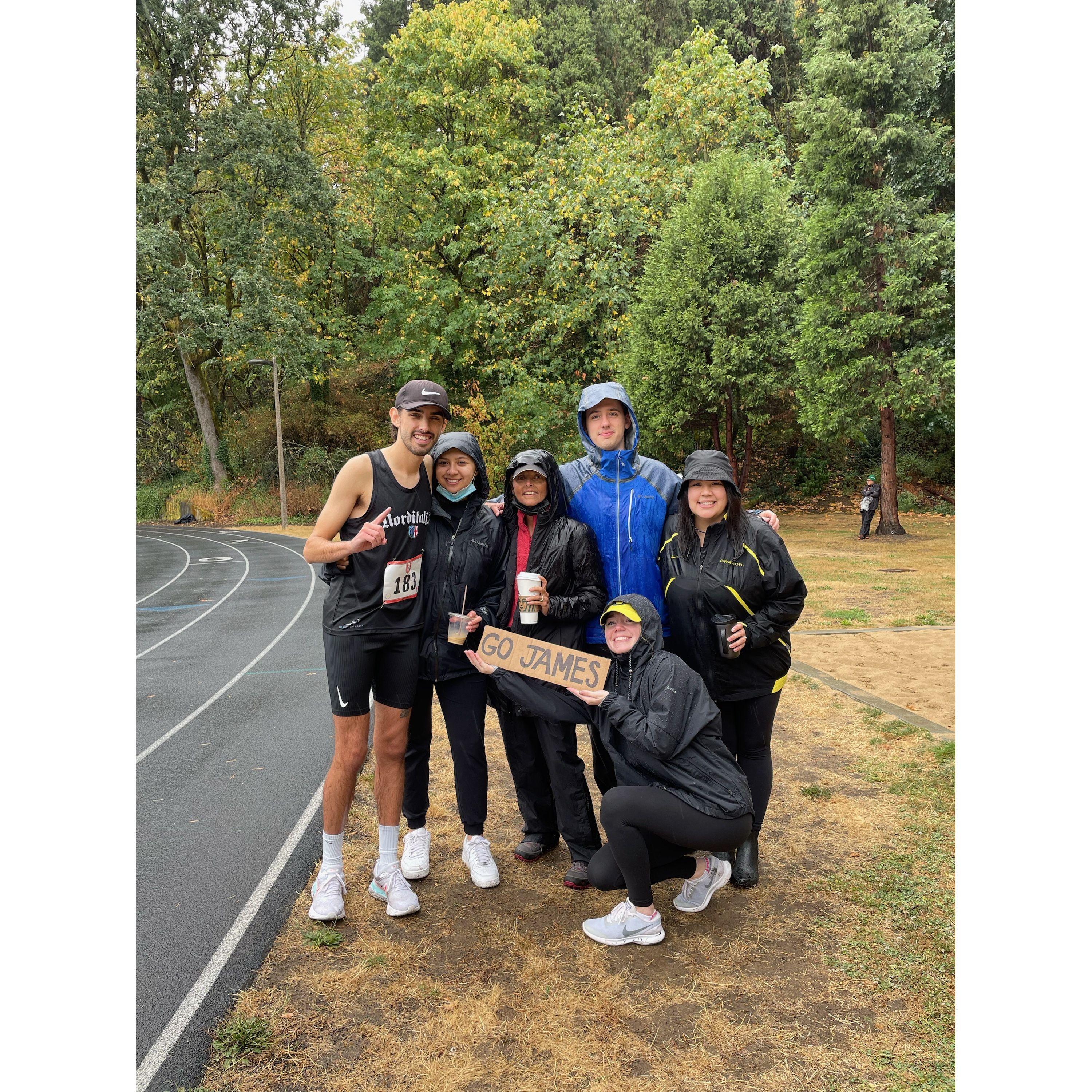 Cheering on James running the Rose City Mile.