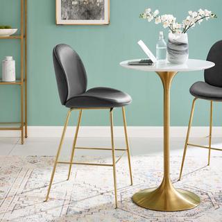 Scoop Leg Velvet Bar Stool