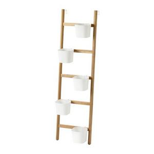 SATSUMAS Plant stand with 5 plant pots, bamboo, white