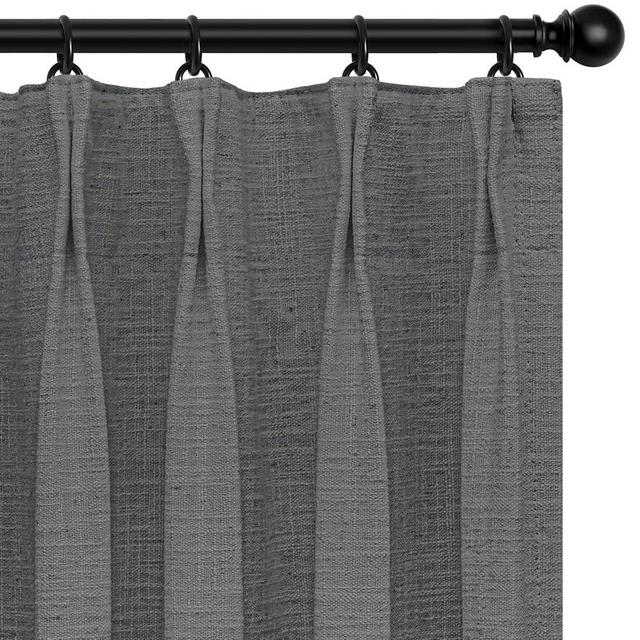 INOVADAY 100% Blackout Curtains for Bedroom, Pinch Pleated Linen Blackout Curtains 84 Inch Length 2 Panels Set,Thermal Room Darkening Linen Curtain Drapes for Bedroom Living Room,W40 x L84,Flagstone