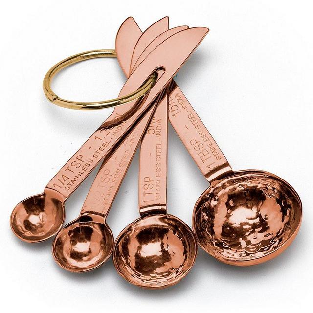 Southern Living Modern Metals Collection Hammered Copper Measuring Spoons, Set of 4