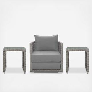 Aura 3-Piece Outdoor Patio Armchair Set