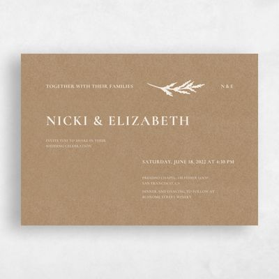 Natural, Brown Wedding Invitation - Woodland Stamp