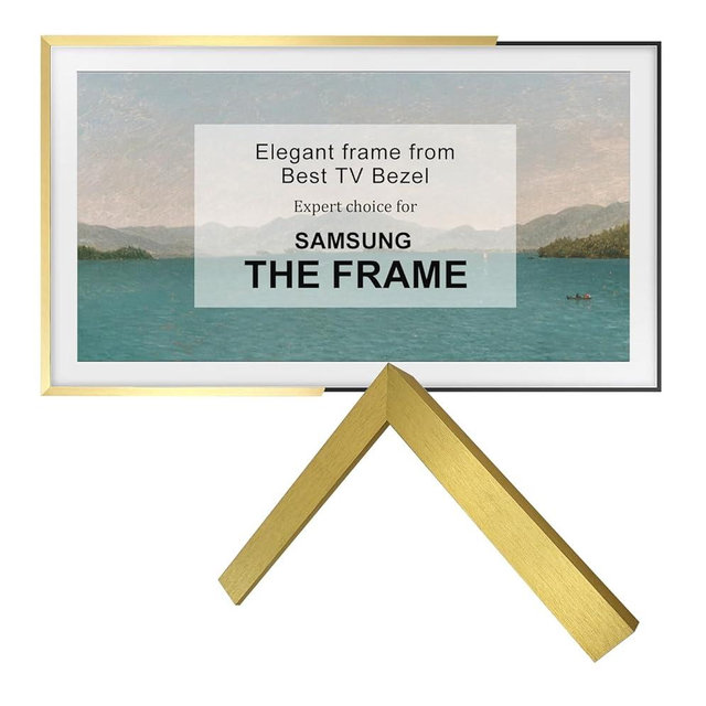 Stylespace Modern Aluminum Bezel for Samsung The Frame tv – Magnetic art frame Compatible ONLY with Samsung The Frame TV and Pro (Fits LS03A/B/C/D/FA/FW) (Brushed Matte Gold, 55 LS03A/B/C/D/FA)