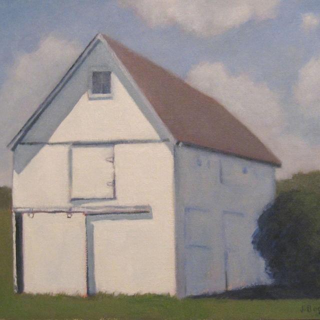 Jennifer Boswell 16x20 White Barn Canvas Print from Original Oil Painting Abstract Barn Landscape Wall Decor Ready to Hang Gift