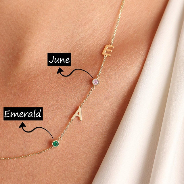 Initial Birthstone Necklace, Personalized Necklace, Letter necklace, Birthstone necklace,Minimalist necklace, Mothers day gift, Gift for her