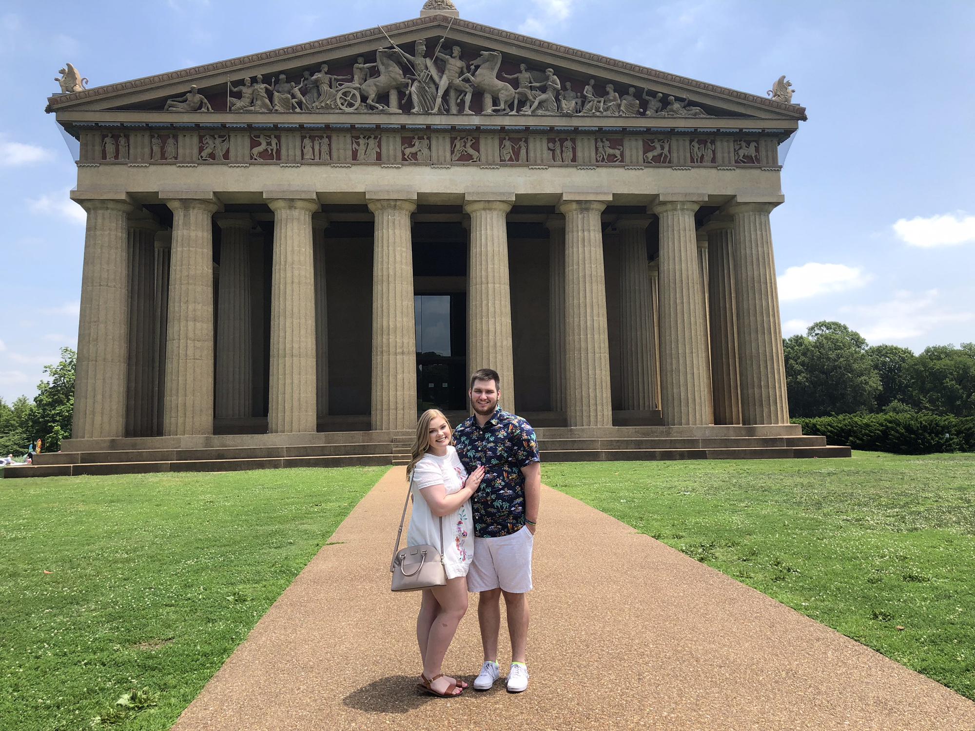 Gunnar went with Lainey and her family to Tennessee summer of 2018. Here they are at the Parthenon in Nashville!