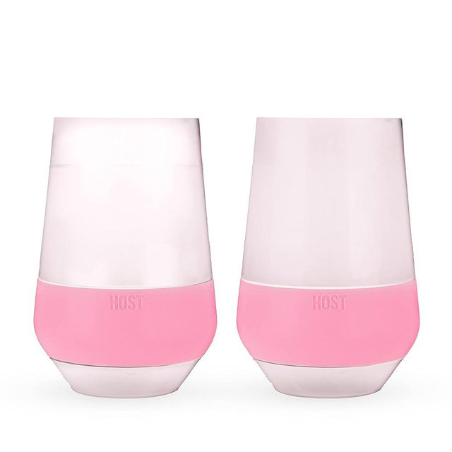 HOST Freeze XL Cooling Cup in Double Walled Insulated Freezable Drink Chilling Tumbler with Freezing Gel, 12 Ounces - Set of 2, Pink