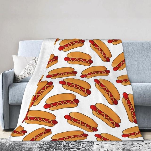 Hot Dog Food Throw Blanket Super Soft Warm Bed Blankets for Couch Bedroom Sofa Office Car, All Season Cozy Flannel Plush Blanket for Girls Boys Adults, 80"X60"