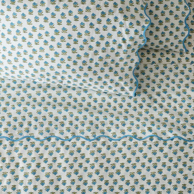 Rhode Begonia Sheet Set, King, Lagoon