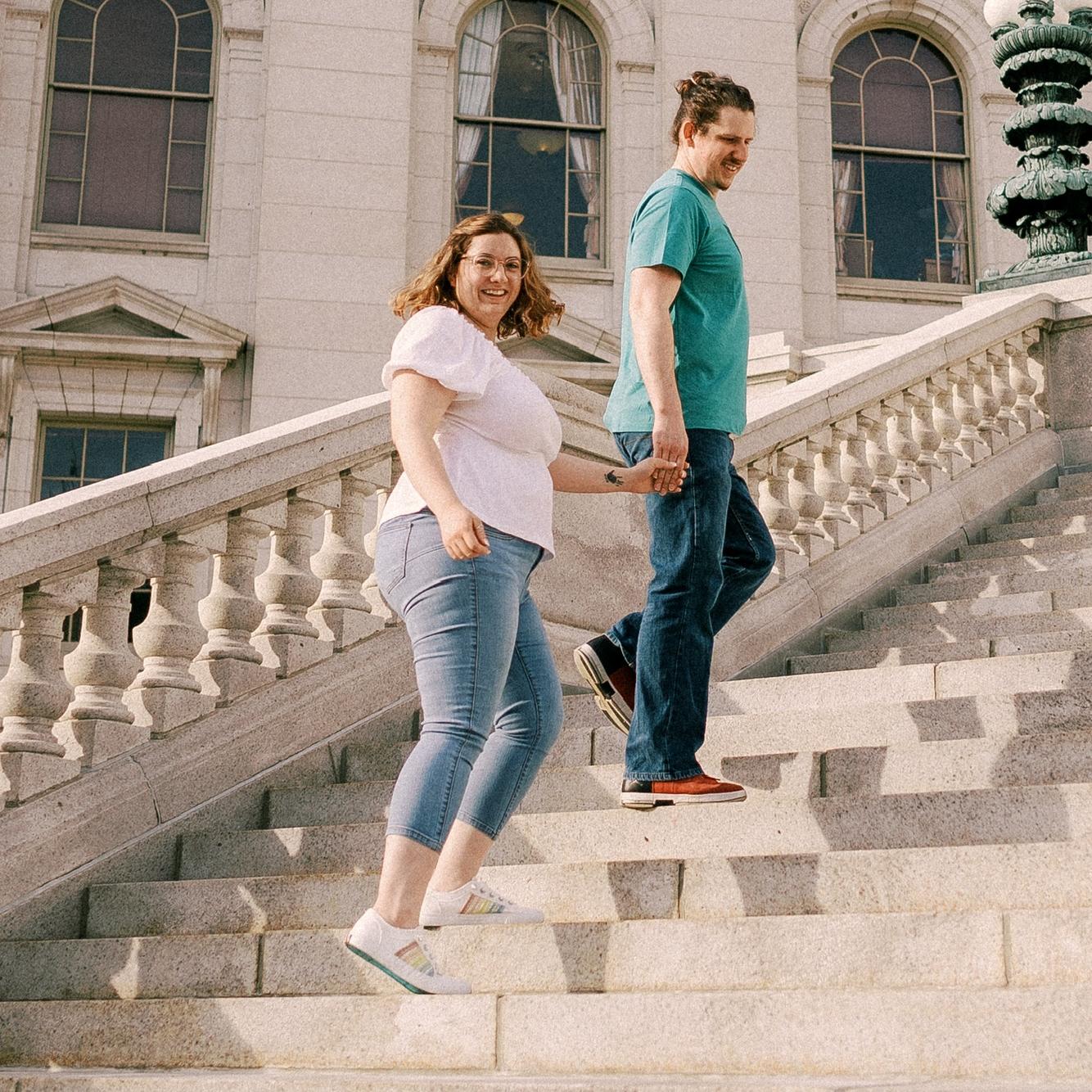 Professional engagment photo at the Wisconsin State Capitol.