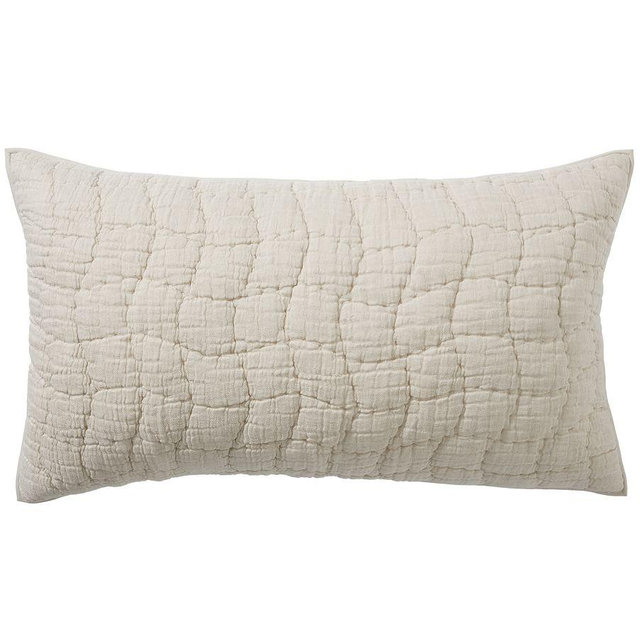 Cloud Handcrafted Cotton/Linen Quilted Sham, King, Flax